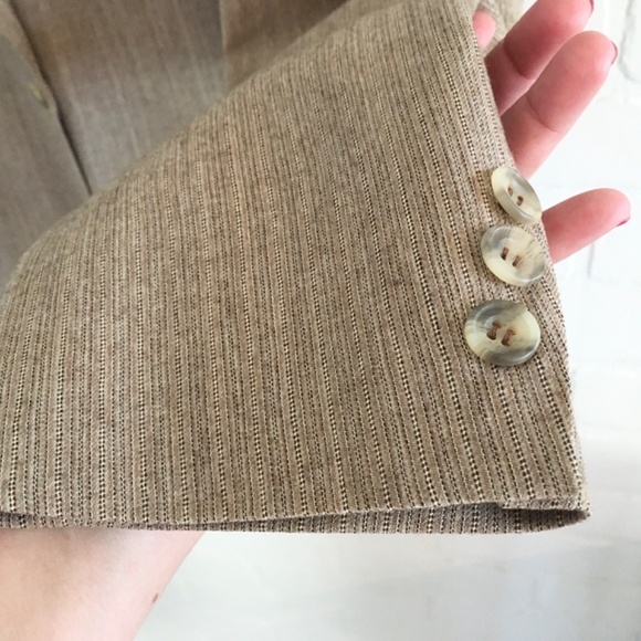 Vintage Men’s Blazer Rare Samuelsohn Beige Tan Pinstripe 2 buttons Pockets 44R - Picture 4 of 15